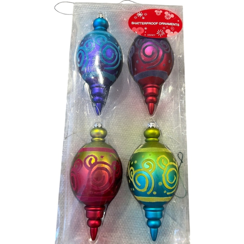 Disney Parks Shatterproof‎ Mickey Ornaments jewel tone Christmas Holiday Decor